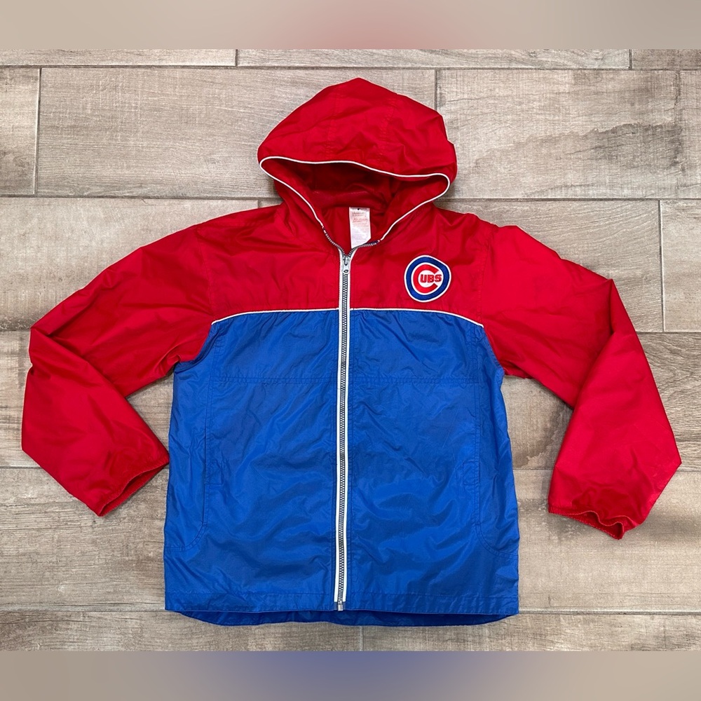 Vintage Chicago Cubs Majestic Youth Size 14/16 Jacket Full Zip Red Blue Adult S